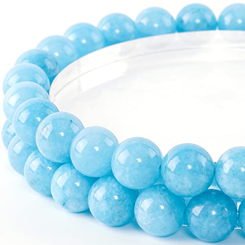 Runde Perlen aus natürlichem blauem Jade, Chalcedon, 8 mm, 45 Stück, Edelsteinperlen für Schmuckherstellung, DIY-Armbänder, Halsketten – inklusive Kristall-Stretchschnur – Steinperlen zum Basteln von Runde Perlen aus natürlichem blauem Jade, Chalcedon, 8 mm, 45 Stück, Edelsteinperlen für Schmuckherstellung, DIY-Armbänder, Halsketten – inklusive Kristall-Stretchschnur – Steinperlen zum Basteln von von lohfxrgyjk