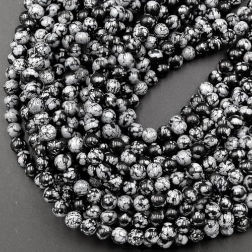 Schneeflocken-Obsidian-Perlen für Schmuckherstellung, 8 mm, Schneeflocken-Obsidian, Edelsteine, lose Steinperlen, 108 Stück von lohfxrgyjk