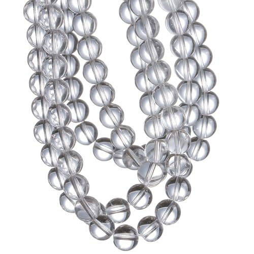 Transparente Glasperlen, glatte runde Form, Edelsteinperlen für selbstgemachte Schmuckherstellung, Armbänder, Halsketten, voller Strang, 38,1 cm (Klarglas, 10 mm) von lohfxrgyjk
