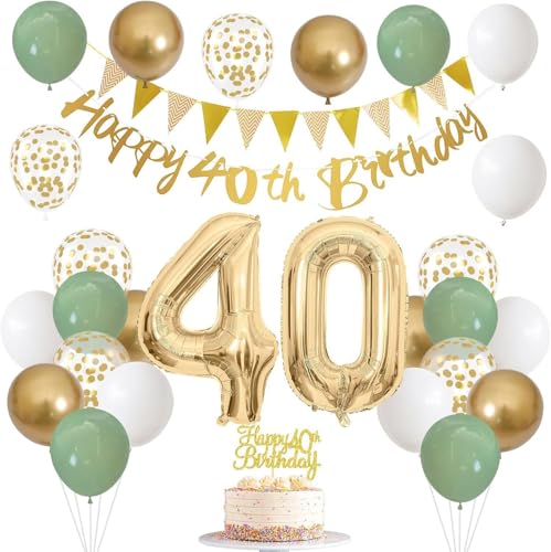 40. Geburtstag Männer Frauen Deko, Deko 40 Frau Mann, 40er Luftballon mit Girlande, Party Ballons mit Banner Flaggen, tortendeko für 40.ter Geburtstag- Dekoration 40. Geburtstag Männer Frauen Deko, Deko 40 Frau Mann, 40er Luftballon mit Girlande, Party Ballons mit Banner Flaggen, tortendeko für 40.ter Geburtstag- Dekoration von lohill