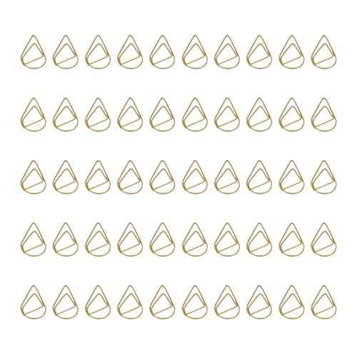 100 Stück Büroklammern Gold Tropfen Büroklammer Wasser Tropfenform Briefklammern Metall Papierklammern Kleine Goldene Büroklammern Motiv Paper Clips für Büro Schule Buch Memo Papier Poster Foto von lokxmve