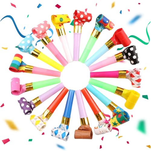 20 Stück Tröten Kindergeburtstag Tröte Bunte Pfeife Partytröten Luftrüssel Kinder Jubel Partytröten Tröten für Kinderspielzeug Party Krachmacher Party Hörner Funny Whistles Gebläse Geburtstagsfeiern von lokxmve