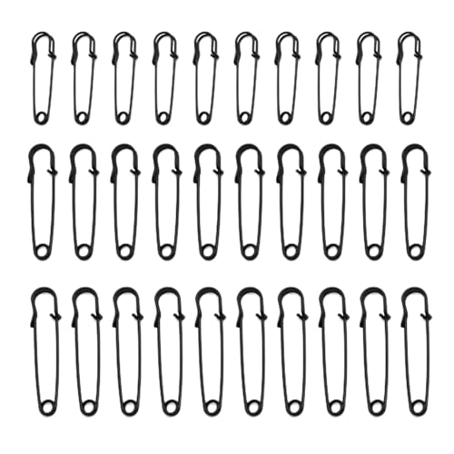 30 Stück Schwarz Sicherheitsnadeln Groß Heavy Duty Sicherheitsnadel Set Große Sicherheitsnadel Safety Pins Haltbar Schalnadel für Kleidung Kunsthandwerk Leder Decken Röcke Segeltuch(5cm/6.3cm/7cm) von lokxmve
