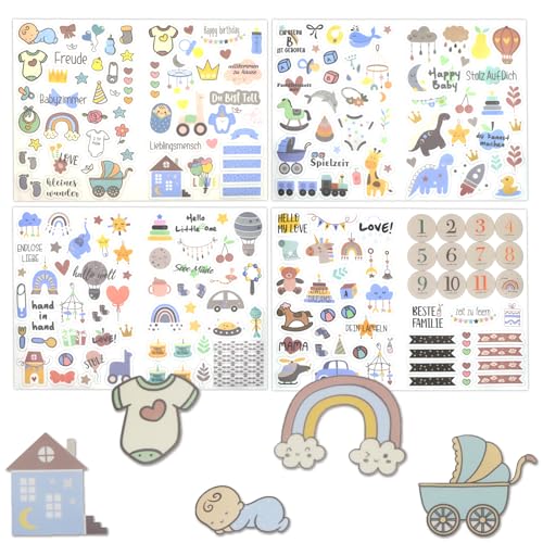 4 Stück Sticker Babyalbum 212 Stickers Fotoalbum für Mädchen Junge Transparent Blaun Baby Sticker für Baby-Fotoalbum Geschenke DIY Aufkleber-Fotoalbum Kinder für Kalender Scrapbook Party Deko 4 Stück Sticker Babyalbum 212 Stickers Fotoalbum für Mädchen Junge Transparent Blaun Baby Sticker für Baby-Fotoalbum Geschenke DIY Aufkleber-Fotoalbum Kinder für Kalender Scrapbook Party Deko von lokxmve