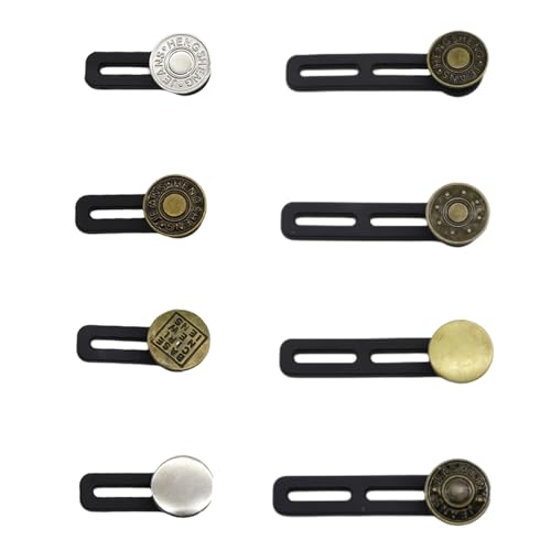 Lokxmve 8 Stück Hosenbunderweiterung Knopfverlängerung Metall und Silikon, Various Styles, Mehrfarbig, Hosenknopfverlängerung, Hosenbundverlängerung, Hosenerweiterung, Schwangerschaft von lokxmve