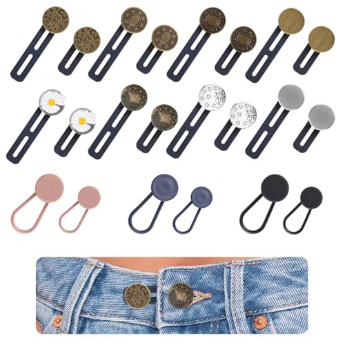 lomdung 22 Stück Hosenbunderweiterung Knopf, Hosen Expander Button, Verstellbarer Hosenknopf Metall Verlängerung Jeans, Schwangerschaft Hosenbunderweiterung, für Damen Herren Jeans lomdung 22 Stück Hosenbunderweiterung Knopf, Hosen Expander Button, Verstellbarer Hosenknopf Metall Verlängerung Jeans, Schwangerschaft Hosenbunderweiterung, für Damen Herren Jeans von lomdung