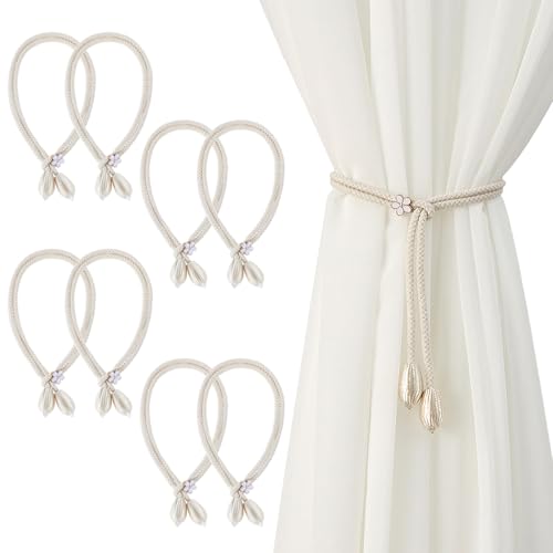 lomdung 8 Stück Vorhang Raffhalter aus Baumwolle, Boho Gardinenhalter, Curtain Rope Buckle, Handgestrickte Vorhang-Raffhalter, für Haus Office, Wohnzimmer, Schlafzimmer von lomdung