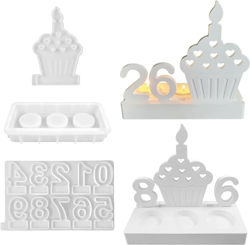 Silikonform Kerzenhalter Zahlen, Kuchen Gießformen Mit Basis für Geburtstag (B) - Gipsform zum Gießen von longjunjunfashion