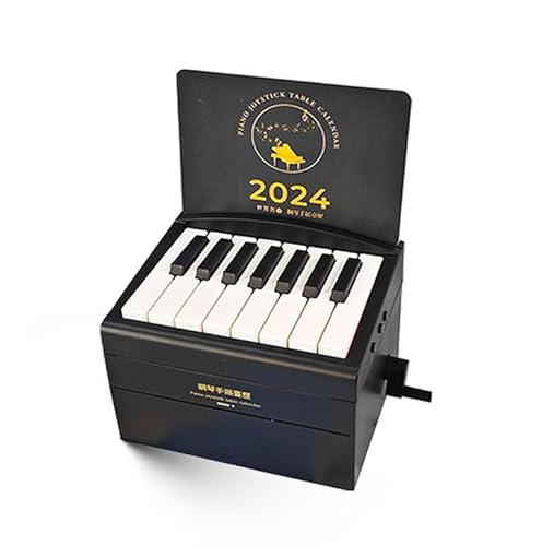 Spielbarer Klavier-Schreibtischkalender 2024, 3D-Notizblock, kreativer Zeitmesser, Kalender mit 52 weltberühmten Liedern, Raumdekoration, ästhetisches Geburtstagsgeschenk für Musikliebhaber (schwarz) von longjunjunfashion