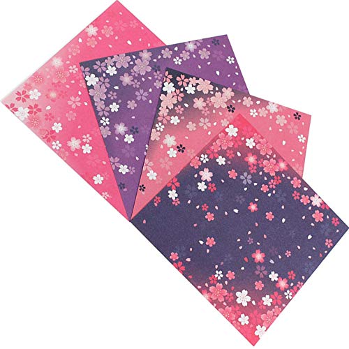 Origami Papier, 60 Faltblätter - japanische Kirschblüten Bastelpapier Faltpapier in 4 Farben für Weihnachten Origami DIY Kunst und Bastelprojekte,15x15 CM, Bastel Faltpapier für Kinder und Erwachsene von longyisound