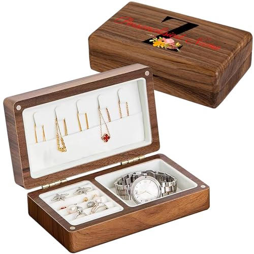 loongway Elegantes Schmuckkästchen aus Holz mit Magnetverschluss – Dekoratives A-Z Alphabet & Blumenkranz Design für Reisen & Zuhause loongway Elegantes Schmuckkästchen aus Holz mit Magnetverschluss – Dekoratives A-Z Alphabet & Blumenkranz Design für Reisen & Zuhause von loongway