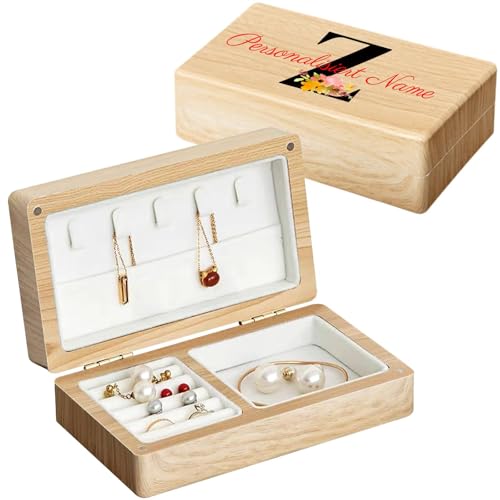 loongway Elegantes Schmuckkästchen aus Holz mit Magnetverschluss – Dekoratives A-Z Alphabet & Blumenkranz Design für Reisen & Zuhause loongway Elegantes Schmuckkästchen aus Holz mit Magnetverschluss – Dekoratives A-Z Alphabet & Blumenkranz Design für Reisen & Zuhause von loongway