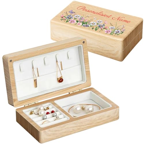 loongway Holzschmuckkästchen mit Blumen, Kräuter und Bäume Design – Praktische Schatztruhe klein mit Magnetverschluss & Organizer-Funktion loongway Holzschmuckkästchen mit Blumen, Kräuter und Bäume Design – Praktische Schatztruhe klein mit Magnetverschluss & Organizer-Funktion von loongway
