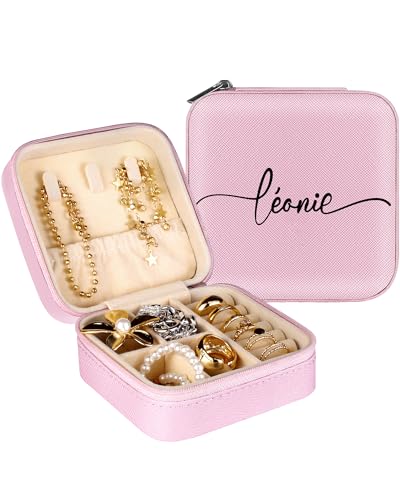 loongway Personalisierbare Schmuckschatulle mit Text/Name – Kleine Reise-Schmuckbox aus PU-Material, Wasserfest & Individuell Graviert als Geschenk für Frauen von loongway