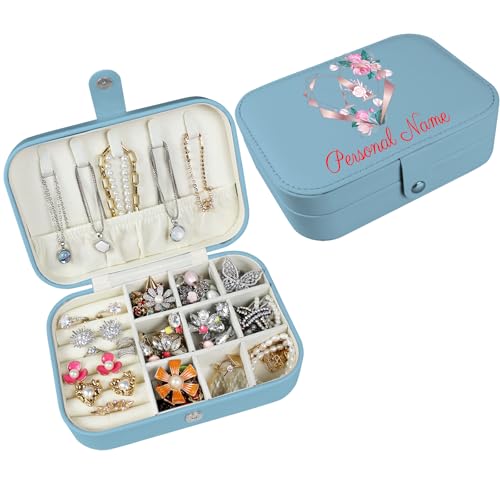 loongway Personalisierte Schmuckschatulle Mit Namen A-Z Für Damen&Reise, Kompakt Reise Schmuckkästchen, Schmuckaufbewahrung Klein, Geschenkidee Weihnachten von loongway