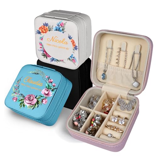 loongway Personalisierte Schmuckschatulle mit Namen/Blume Kleine Schmuckkästchen Mädchen Damen Reise Schmuckkästchen mit Spiegel Geschenk für Geburtstage Weihnachten Muttertag loongway Personalisierte Schmuckschatulle mit Namen/Blume Kleine Schmuckkästchen Mädchen Damen Reise Schmuckkästchen mit Spiegel Geschenk für Geburtstage Weihnachten Muttertag von loongway