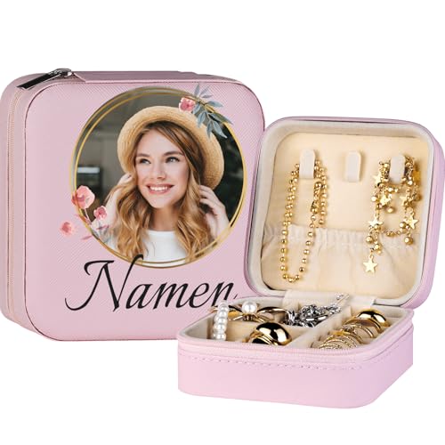 loongway Reise Schmuckkästchen Kleine Schmuckschatulle Personalisierbar mit Foto und Name Schmuckorganizer für Ringe Ohrringe Halskette Geschenk für Frauen und Mädchen loongway Reise Schmuckkästchen Kleine Schmuckschatulle Personalisierbar mit Foto und Name Schmuckorganizer für Ringe Ohrringe Halskette Geschenk für Frauen und Mädchen von loongway