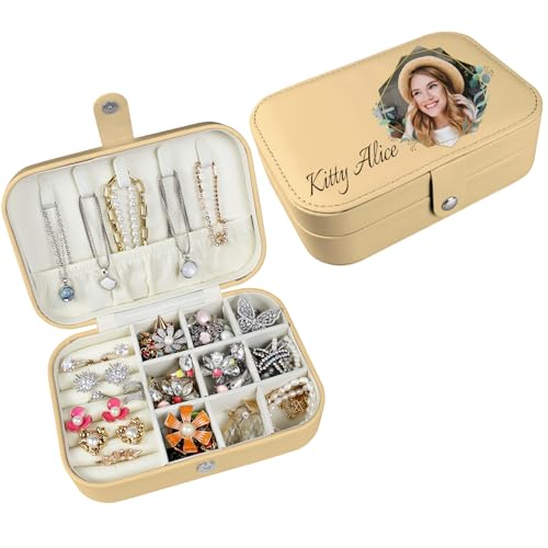loongway Reise Schmuckkästchen Kleine Schmuckschatulle Personalisierbar mit Foto und Name Schmuckorganizer für Ringe Ohrringe Halskette Geschenk für Frauen und Mädchen loongway Reise Schmuckkästchen Kleine Schmuckschatulle Personalisierbar mit Foto und Name Schmuckorganizer für Ringe Ohrringe Halskette Geschenk für Frauen und Mädchen von loongway