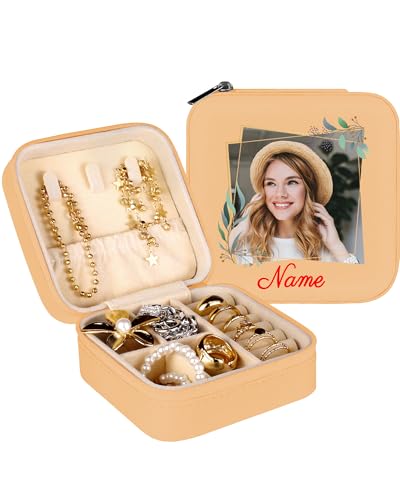 loongway Reise Schmuckkästchen Kleine Schmuckschatulle Personalisierbar mit Foto und Name Schmuckorganizer für Ringe Ohrringe Halskette Geschenk für Frauen und Mädchen loongway Reise Schmuckkästchen Kleine Schmuckschatulle Personalisierbar mit Foto und Name Schmuckorganizer für Ringe Ohrringe Halskette Geschenk für Frauen und Mädchen von loongway