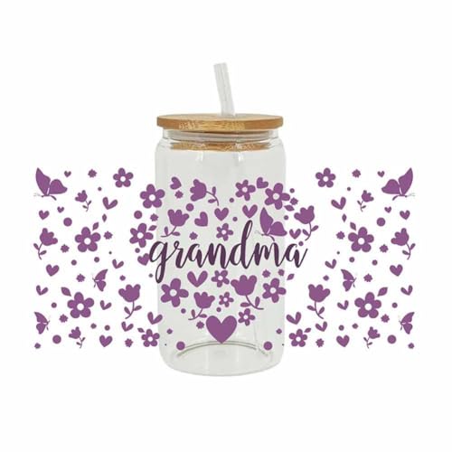 UV DTF Cup Mother's Day, Mama UV DTF Transfer Stickers for Glass, Mom Affirmation, DTF Cups Glass Cup UV Flowers Self W von lopjk