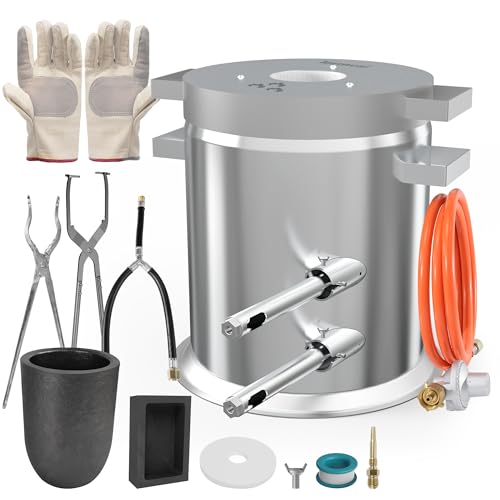 lormuzi Doppelrohr Schmelzofen 12 kg Set, beschleunigte Heizung, gleichmäßige Heizung, Set enthält Tiegel, Gussform, Zangen und Handschuhe von lormuzi