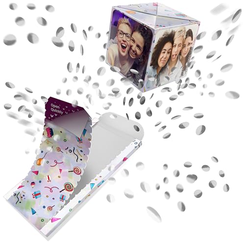 lovocard - boom! - Personalisierte Geburtstagskarte Explodierendes Konfetti - Überraschung Geschenk für Sie oder für Ihn - 3D Pop-up Karte - Ideal Für 18 20 30 40 50 60 Geburtstag (Silber Konfetti) von lovocard
