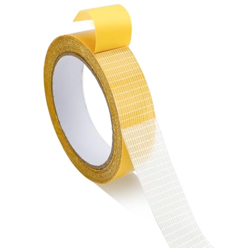 lrgnixs 2 Rollen Doppelseitiges Klebeband 2 5 cm x 10 m Gelb Starker Haftkraft Vlies Fixierband für Teppichboden Kunst Gardinen Kürzen ohne Nähen Bodenbefestigung von lrgnixs