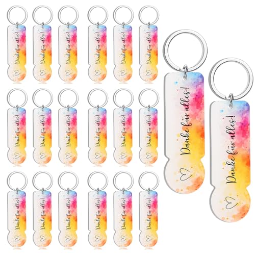 lrgnixs Einkaufswagenchip SchlüSselanhäNger,20 Stück Acryl SchlüSselanhäNger Danke Danke Geschenk „Danke FüR Alles!“,Erzieher Geschenke SchlüSselanhäNgers FüR Abschluss Hochzeit Taufe von lrgnixs