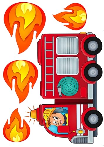 Feuerwehrauto hoch 15cm Tortenaufleger Geburtstag, … Oblate Premium von lrsweetdesign