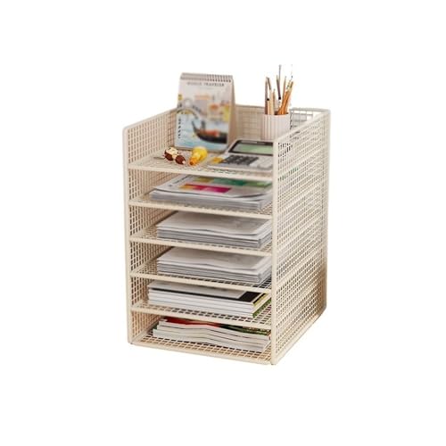 lskdnrufh Briefablage, Papier-Organizer, 6-stufiger Schreibtisch-Aktenhalter mit Griff, Metall-Desktop-Dokumentenregal, Büro-Klassenzimmer-Organisation(White) von lskdnrufh