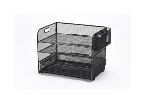 lskdnrufh Stapelbare Briefablage mit 4 Ebenen, Metallgitter-Dateiablage, Desktop-Organizer for das Home Office, Schwarz von lskdnrufh