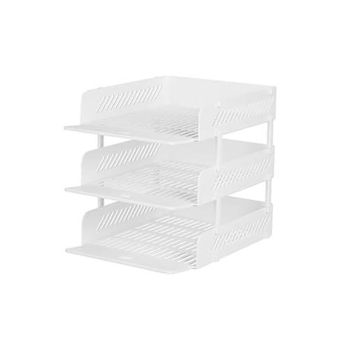 lskdnrufh Stapelbares Papierfach mit 3 Ebenen, Schreibtisch-Organizer aus Netzstoff, Papiersortierer, Briefablagen, Ablageregal for Akten und Dokumente for Zuhause, Büro, Schule(White) von lskdnrufh
