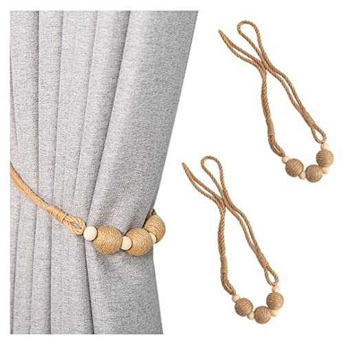 2 Stück Boho-Jute-Raffhalter mit Holzperlen, handgefertigt, gewebtes Seil, Vorhanghalter, Fenstervorhänge, Raffhalter, Gurt, Kaffee 2 Stück Boho-Jute-Raffhalter mit Holzperlen, handgefertigt, gewebtes Seil, Vorhanghalter, Fenstervorhänge, Raffhalter, Gurt, Kaffee von luchike