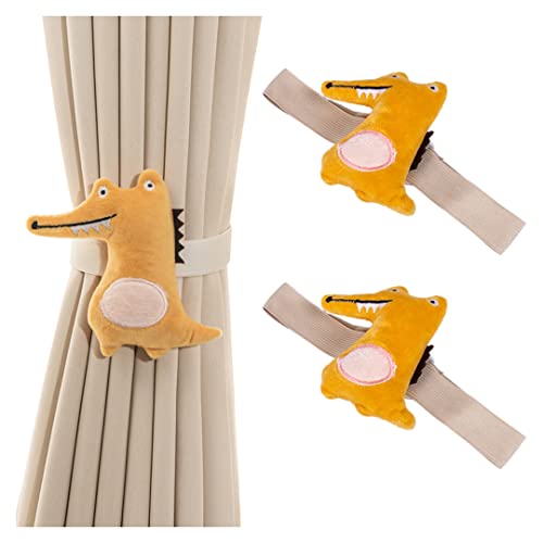 2 Stück Cartoon-Dinosaurier-Vorhanghalter mit Schnalle, Puppen, Raffhalter, Raffhalter für Kinderzimmer, Schlafzimmer, Kinderzimmer, Gelb von luchike