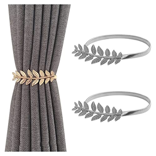 2 Stück Zweig Blätter Vorhang Raffhalter Gardinenhalter Gummiband Vorhang Halter Elegant Vorhang Raffhalter für Zuhause Büro Silber 2 Stück Zweig Blätter Vorhang Raffhalter Gardinenhalter Gummiband Vorhang Halter Elegant Vorhang Raffhalter für Zuhause Büro Silber von luchike