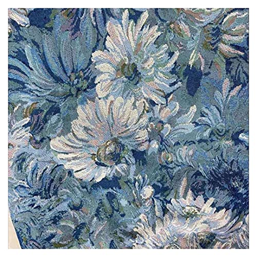 Polyester-Denim-Stoff Ölgemälde Stil Van Gogh Bedruckter Stoff zum Quilten und Basteln, Blau von luchike