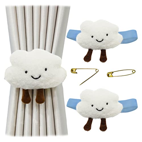 2 Stück Cloud Star Starfish Vorhanghalter mit Schnalle Cute Curtain Tiebacks Drapery Holdbacks Straps for Kids Bedroom Nursery White Cloud von luchike