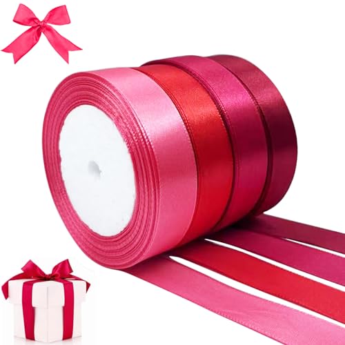 luckaide Satinband Rot, 88m Geschenkband Rot, 20mm Breit Schleifenband Rot, Geschenkband Hochzeit Stoff, Rotenes Geschenk Band Geschenkbänder für Weihnachten Taufe Geburtstag Deko Hochzeit von luckaide