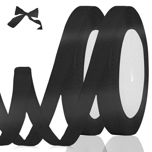 luckaide Satinband Schwarz, 44 Meters Seidenband, 10MM Breit Geschenkband Schwarz, Schwarz Band, Satinband Schwarz, für Hochzeit, Taufe, Geburtstag Geschenke, Blumensträuße und Nähprojekt luckaide Satinband Schwarz, 44 Meters Seidenband, 10MM Breit Geschenkband Schwarz, Schwarz Band, Satinband Schwarz, für Hochzeit, Taufe, Geburtstag Geschenke, Blumensträuße und Nähprojekt von luckaide