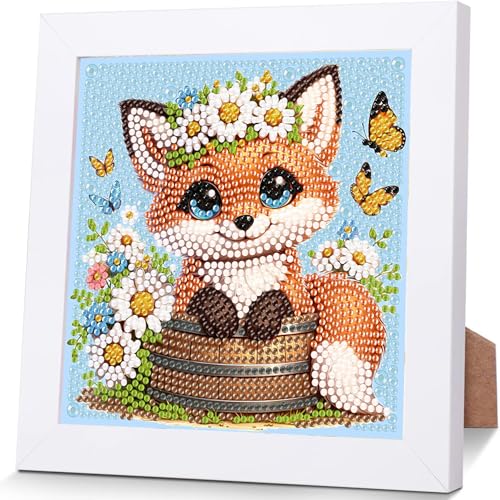 Fuchs Diamond Painting Kinder Mit Rahmen - Diamont Art Bilder Fuch, Tiere Diamond Painting Kinder ab 4 6 8 10 Jahreals Geschenk für Home Wand Décor (18X18 CM) von luckyarina