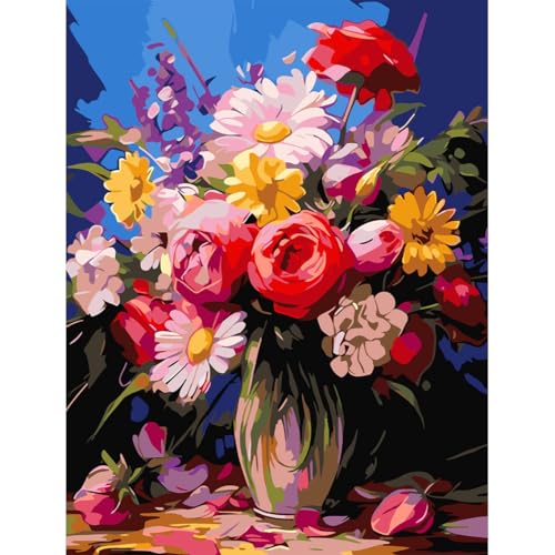 Malen nach Zahlen Erwachsene Blumen- Blume Paint by Numbers Adult, Malen nach Zahlen Blumen für Geschenk Heimdekoration Ohne Rahmen(30x40cm) von luckyarina