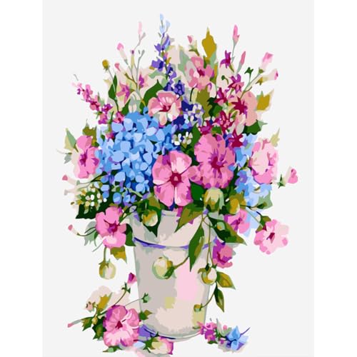 Malen nach Zahlen Erwachsene Blumen- Malen nach Zahlen Blume, Blumen Paint by Numbers Adult Geschenke und Home Wand Dekor Ohne Rahmen(30x40 cm) von luckyarina