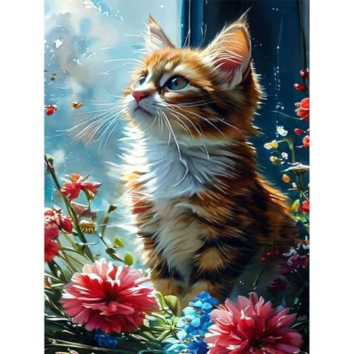 luckyarina Diamond Painting Erwachsene Katze-Diamont Painting Bilder Tiere, Katze Diamond Painting Bild als Geschenk für Home Wall Decor 30X40cm von luckyarina