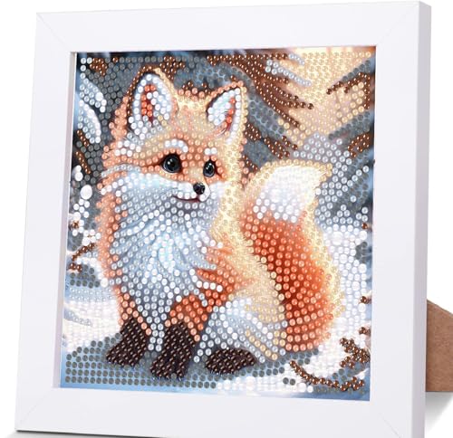 Luckyarina Diamond Painting Mit Rahmen Verträumt - Leinwand Tiere Diamant Painting Kinder Geschenk Mädchen Bastelset Ab 11 Jahre Mit Geschenkbox 15x15cm von luckyarina