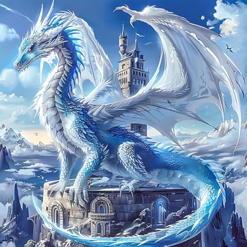 luckyarina Drache Diamond Painting Erwachsene- 5D Diamond Painting Drache, Tiere Diamant Painting Bilder für Geschenke und Home Wand Dekor 30x30 CM von luckyarina