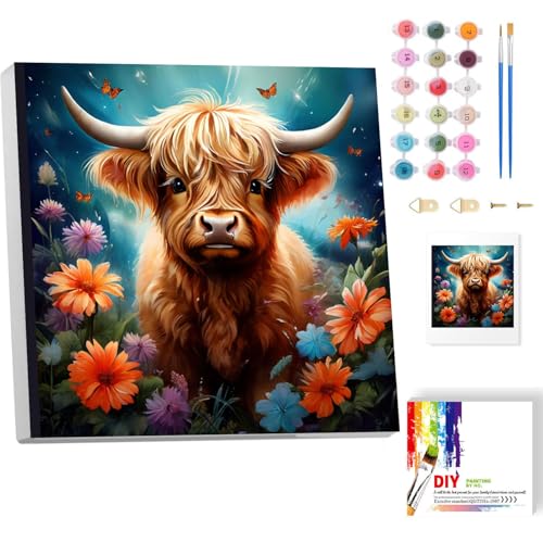 luckyarina Hochlandrinder Malen nach Zahlen Erwachsene mit Rahmen- Tiere Paint by Numbers Adult, DIY Handgemalt Ölgemälde Kit Als Geschenk Heimdekoration Wand Dekor 20x20 cm luckyarina Hochlandrinder Malen nach Zahlen Erwachsene mit Rahmen- Tiere Paint by Numbers Adult, DIY Handgemalt Ölgemälde Kit Als Geschenk Heimdekoration Wand Dekor 20x20 cm von luckyarina