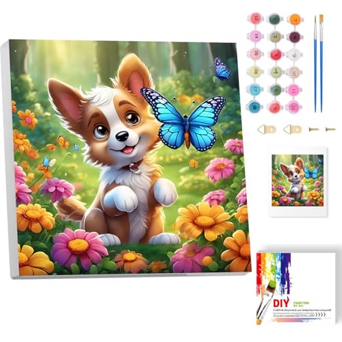 luckyarina Hund Malen Nach Zahlen Kinder mit Rahmen, Tiere Paint by Numbers für Kind, Hund Ölgemälde Kinder ab 5 6 7 8 9 Jahre, für Home Wall Decor 20x20cm luckyarina Hund Malen Nach Zahlen Kinder mit Rahmen, Tiere Paint by Numbers für Kind, Hund Ölgemälde Kinder ab 5 6 7 8 9 Jahre, für Home Wall Decor 20x20cm von luckyarina