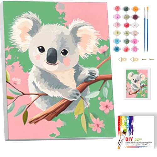 luckyarina Koala Malen nach Zahlen Kinder mit Rahmen- Tiere Malen nach Zahlen, Paint by Numbers Kids ab 6-10 für Geschenke und Home Wand Dekor 24x30 CM von luckyarina