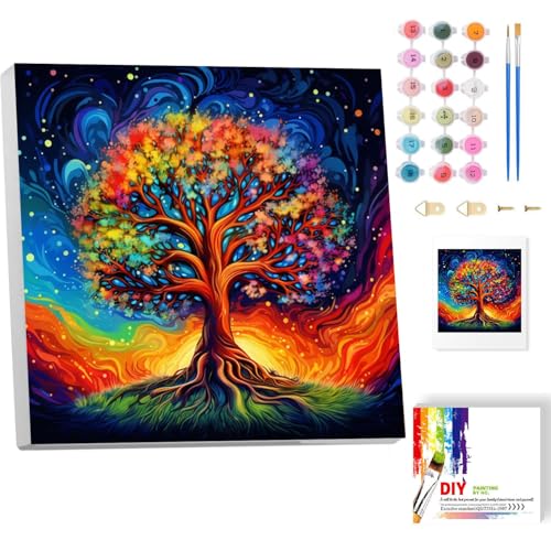 luckyarina Lebensbaum Malen Nach Zahlen Erwachsene mit Rahmen- Bunt Paint by Numbers Adult, Baum Ölgemälde für Geschenke und Home Wand Dekor 20x20CM luckyarina Lebensbaum Malen Nach Zahlen Erwachsene mit Rahmen- Bunt Paint by Numbers Adult, Baum Ölgemälde für Geschenke und Home Wand Dekor 20x20CM von luckyarina