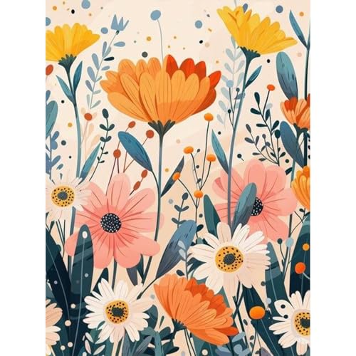luckyarina Malen Nach Zahlen Erwachsene Blume-Malen Nach Zahlen Erwachsene Leinwand,Blumen Paint by Numbers Adult DIY für Geschenk Home Wand Décor 30x40cm von luckyarina